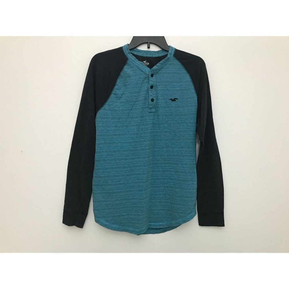 Hollister Mens M Blue Grey Long Sleeve Button Up Shirt *13